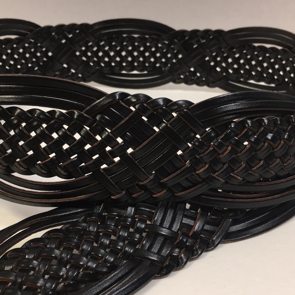 NWT Braided Black Belt. Size Large Silver buckle.